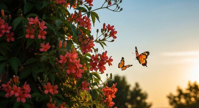 Cette plante grimpante fleurit en abondance en automne et attire les tous derniers papillons de la saison
