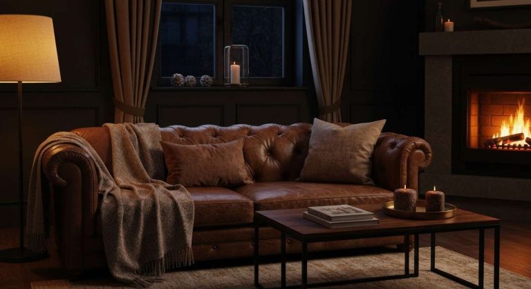 L'astuce textile pour rendre un canapé en cuir instantanément plus chaleureux et confortable pour l'hiver