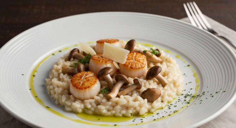Risotto aux Saint-Jacques et champignons : recette savoureuse