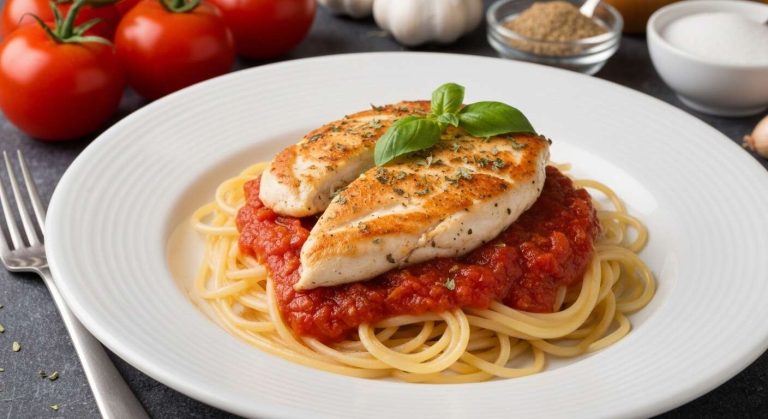 Spaghetti au poulet : recette savoureuse à la sauce tomate