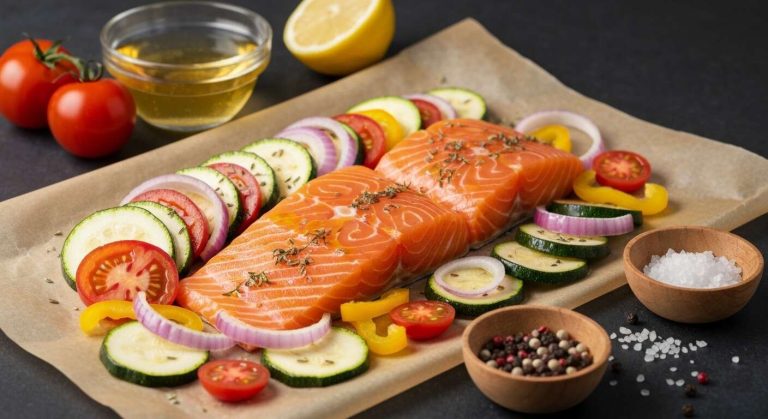 Papillotes de saumon aux légumes et herbes de Provence