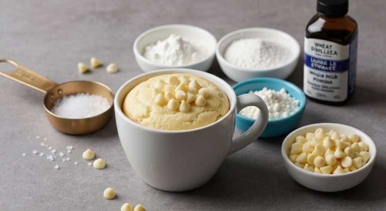 Mug cake au chocolat blanc : recette rapide et gourmande