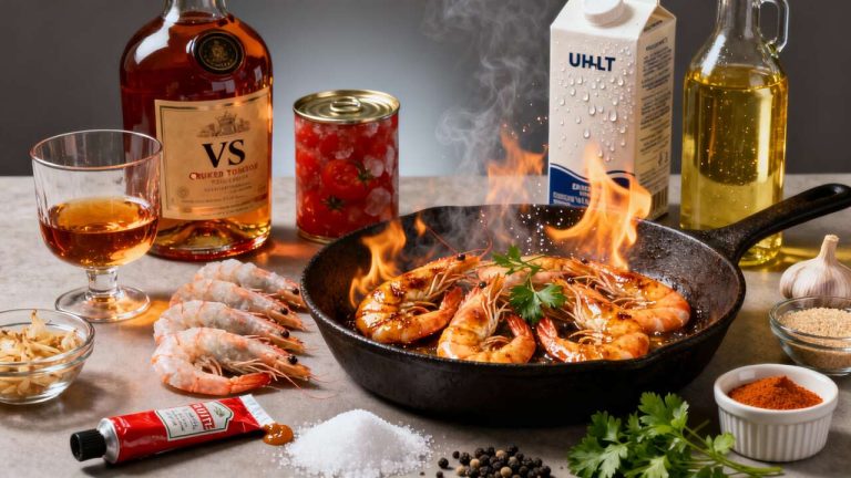Gambas flambées au cognac : recette savoureuse et facile
