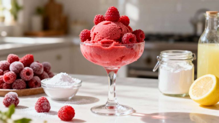 Sorbet à la framboise au Monsieur Cuisine : recette simple et rafraîchissante
