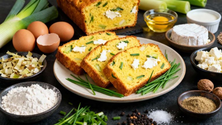 Cake léger aux poireaux et chèvre : recette savoureuse et facile