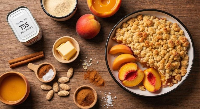 Crumble aux pêches : recette facile et gourmande
